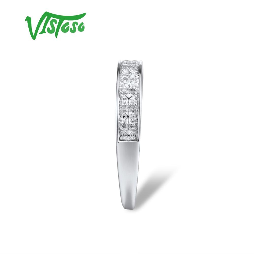 VISTOSO Gold Rings For Women Genuine 9K 375 White Gold Ring Sparkling Diamond Promise Band Rings Anniversary Fine Jewelry - bertofonsi