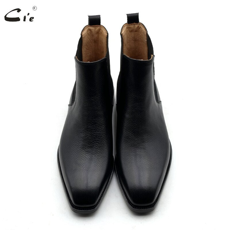 cie Handmade Goodyear Welted Chelsea Leather Outsole Boot Pebble Grain Calf Leather Men Official Shoes Black Dress Shoes A207 - bertofonsi