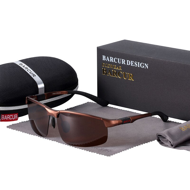 BARCUR Aluminium Magnisium Sport Sunglasses Polarized Light Weight Driving Glases Men Women - bertofonsi