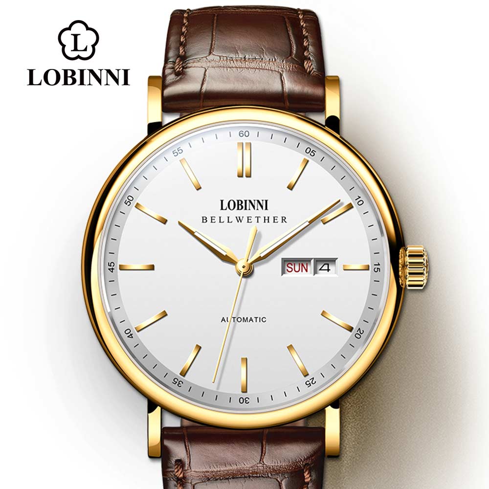 Lobinni Automatic Men Watch Top Luxury Brand Haiou Movement Men Wristwatch Clock Classic relógio masculino Sapphire 12025 - bertofonsi