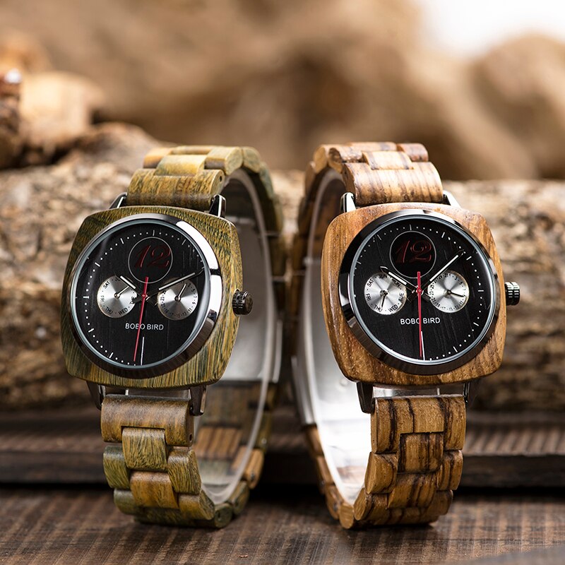 BOBO BIRD Stylish Luxury Men Wood Watches relogio masculino Timepieces Military Quartz Wristwatch In Wood Gift V-S06 - bertofonsi