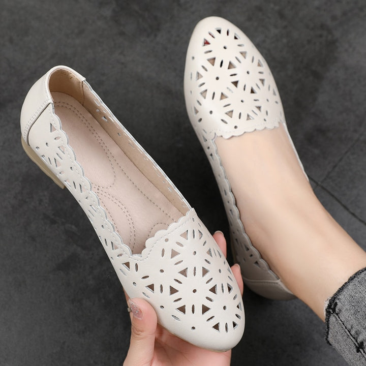 GKTINOO 2023 Women Flat Shoes Genuine Leather Woman Ballet Pointed Toe Flats Summer Lady Hollow Out Loafers Women Shoes Sandals - bertofonsi