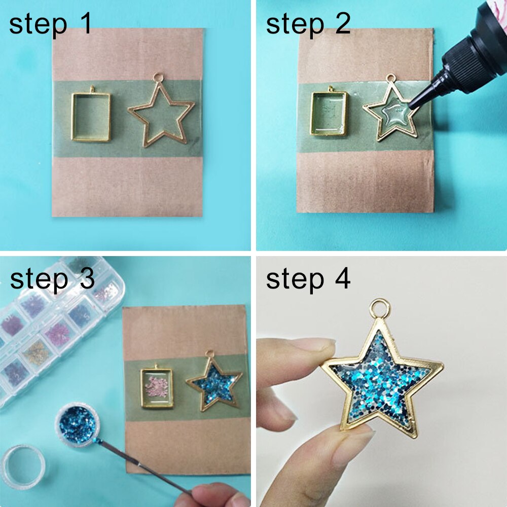 1 Set Mixed Style Geometric Hollow Glue Blank Pendant Tray Kit Epoxy Resin Earring Keychain Necklace Set For DIY Jewelry Making - bertofonsi