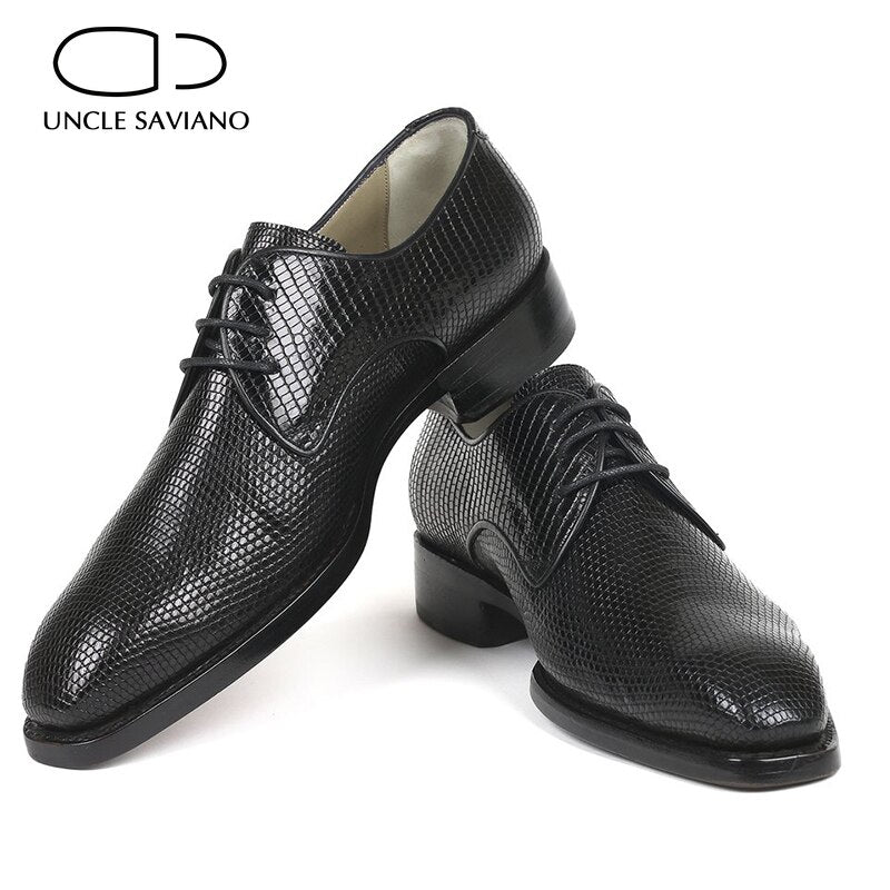 Uncle Saviano Derby Bridegroom Dress Formal Office Best Men Shoes Fashion Lace-Up Genuine Leather Business Designer Man Shoes - bertofonsi