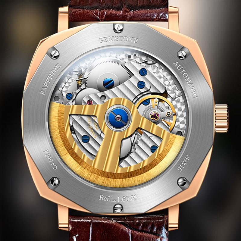 Lobinni Sapphire Crystal Men Automatic Mechanical Watches 50m Wristwatch - bertofonsi