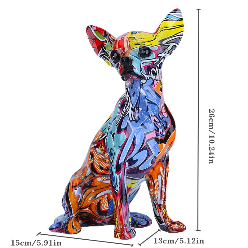 Simple Creative Color Bulldog Chihuahua Dog Statue Living Room Ornaments Home Entrance Wine Cabinet Office Decors Resin Crafts - bertofonsi