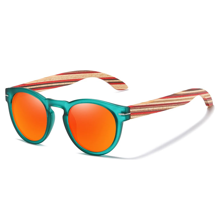 EZREAL Brand Designer Polarized Sunglasses Men Plastic Frame Wood Earpieces Fashion Oval Sun Glasses Mirror Lens UV400 - bertofonsi