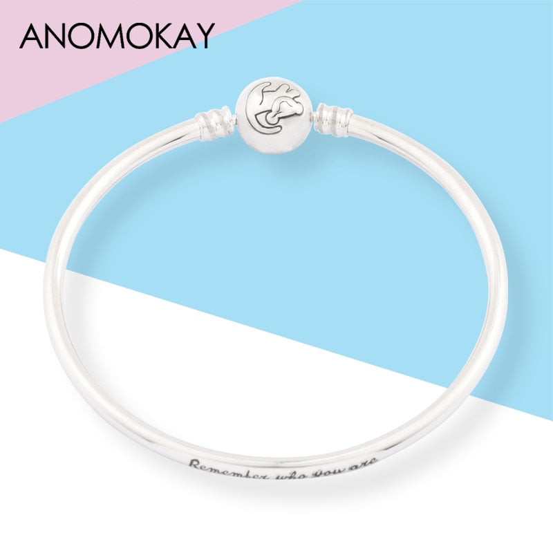 Anomokay New 100% 925 Sterling Silver Cute Little Lion Bangles Bracelets for Children Fashion Birthday Gift S925 Silver Jewelry - bertofonsi