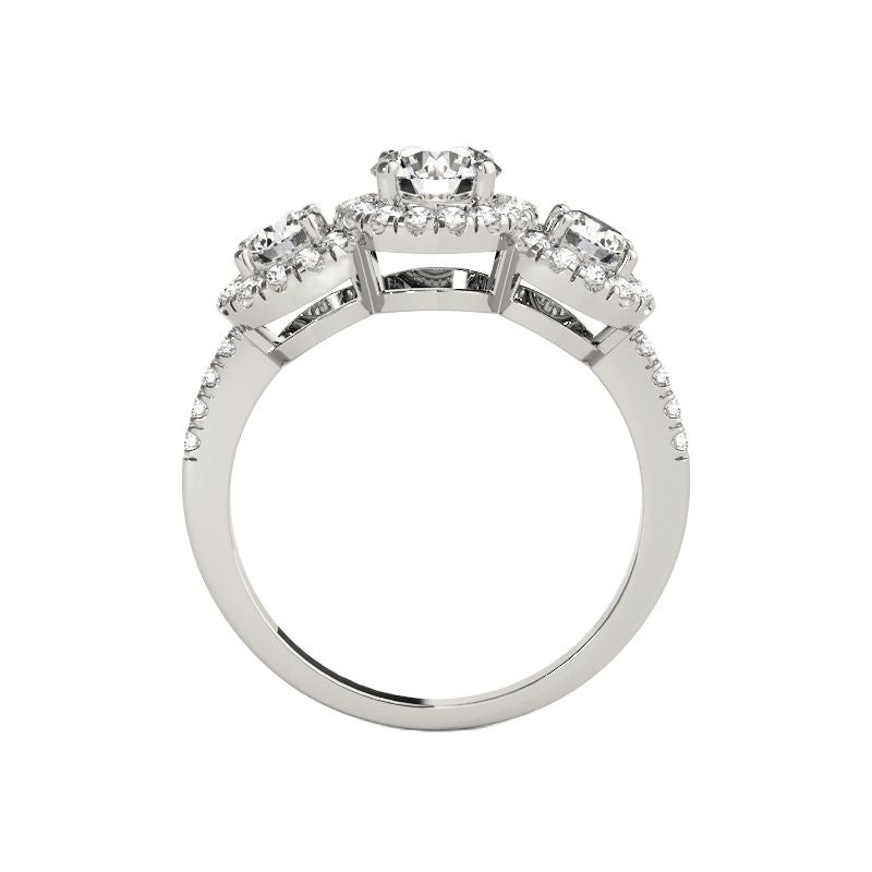 LESF New Three Stones 925 Sterling Silver Ring Luxury  Round Moissanite Diamond  Women Engagement Band For Wedding Ring - bertofonsi