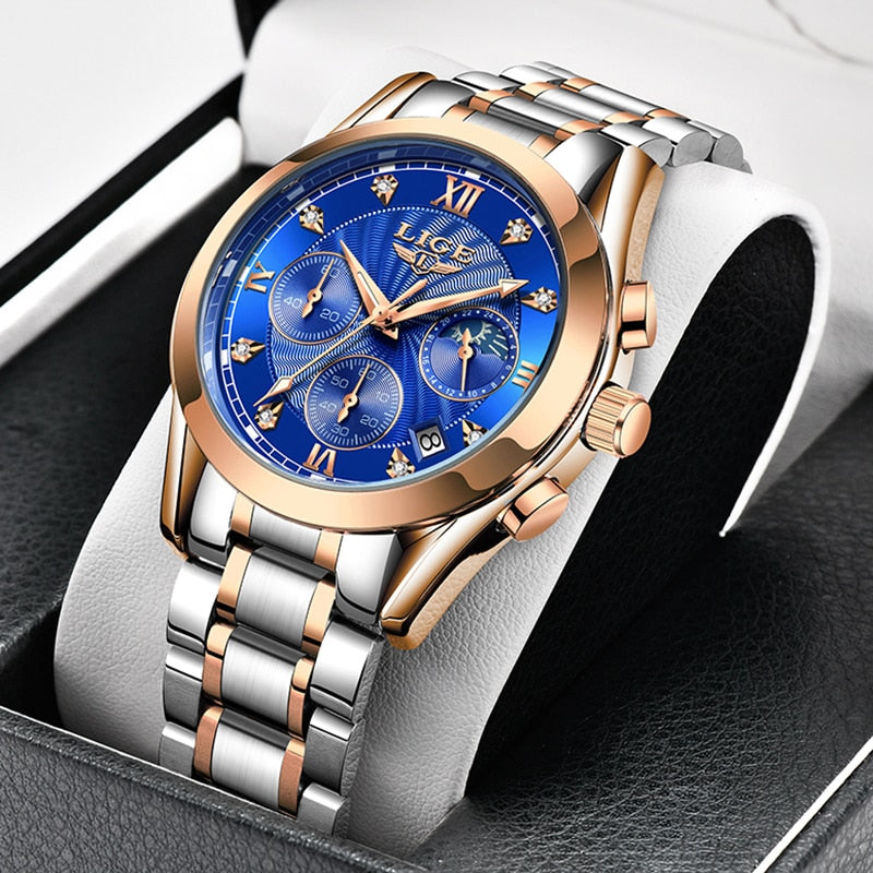 LIGE 2022 New Gold Watch Women Watches Ladies Creative Steel Women&#39;s Bracelet Watches Female Waterproof Clock Relogio Feminino - bertofonsi
