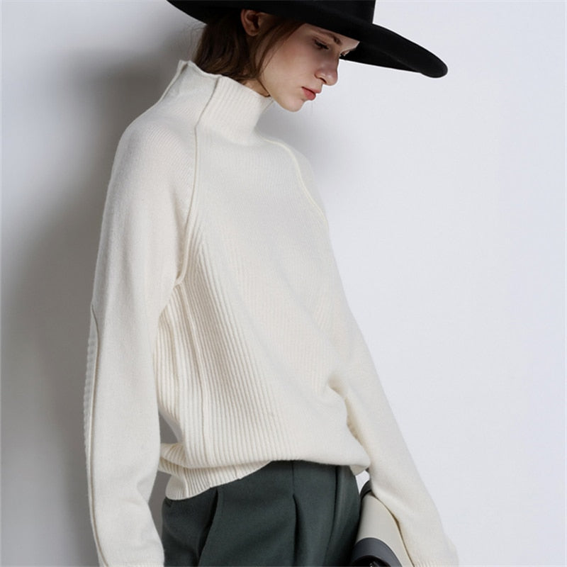 BELIARST Sweater Women Thickened Pullover Loose 100% Pure Wool - bertofonsi