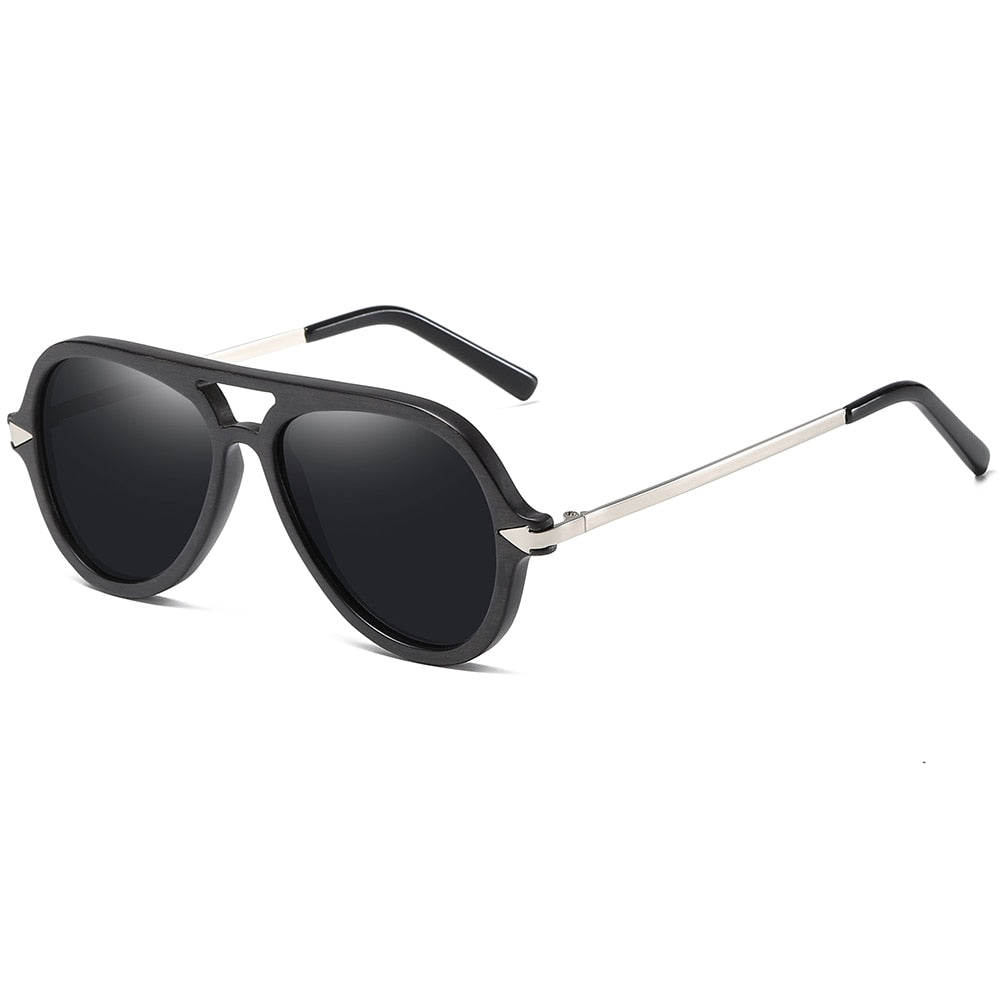 EZREAL Vintage Black Wood Frame Sunglasses Bamboo Galsses For Men Polarized UV Protection Handmade Wooden Sunglasses - bertofonsi