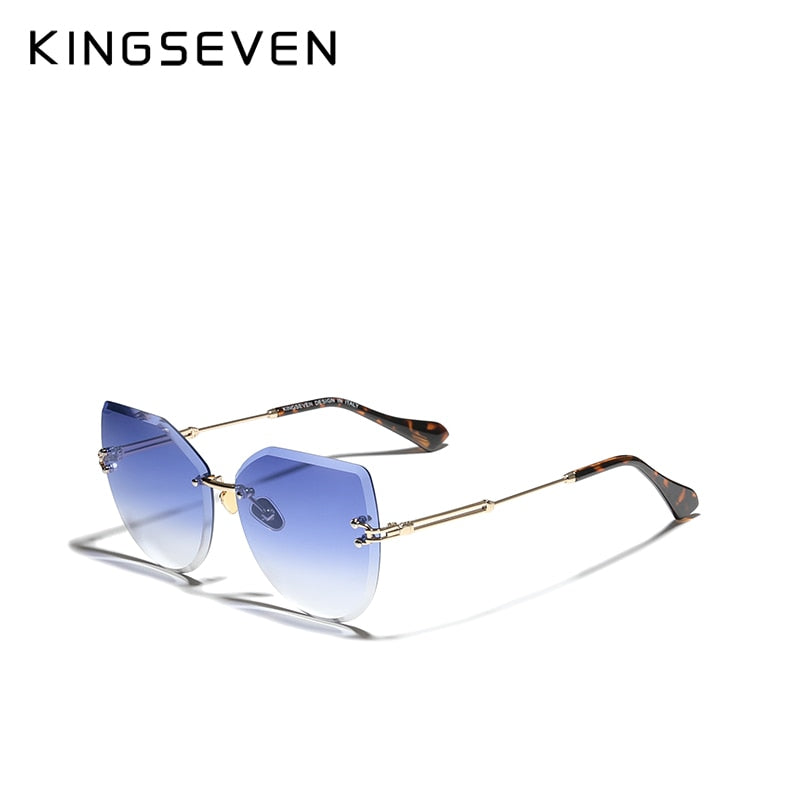 KINGSEVEN 2021 Fashion Rimless Cat Eye Sunglasses Women Gradient Sun Glasses Vintage Brand Designer Shades Eyewear N807 New - bertofonsi