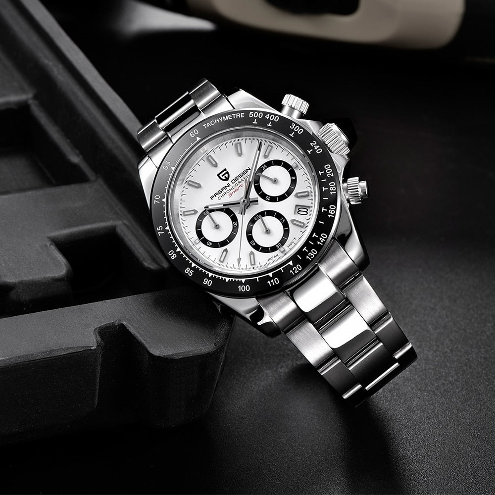 PAGANI DESIGN Fashion Luxury Chronograph Sports Watch Men Stainless Steel Waterproof Quartz Watches relogio masculino - bertofonsi