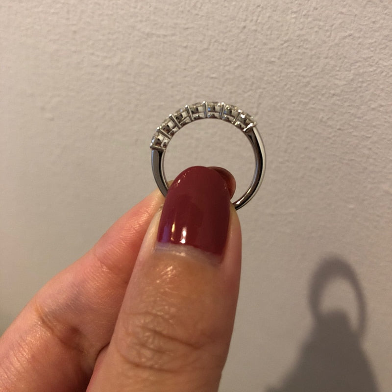 GEM'S BALLET 925 Sterling Silver Moissanite Ring Jewelry 0.7Ct VVS1 Half Eternity Band Moissanite Diamond Wedding Ring For Women - bertofonsi