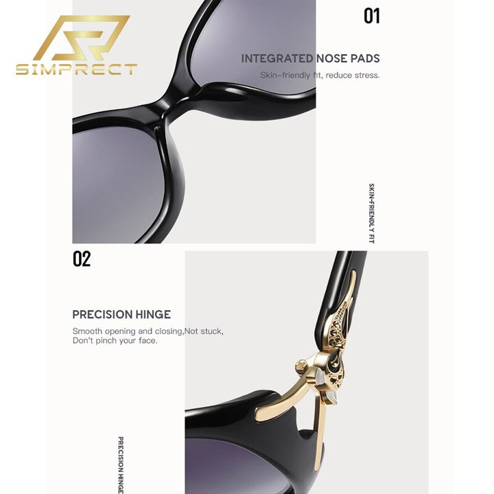 SIMPRECT Round Polarized Sunglasses Women 2022 Vintage Retro Oversized Sun Glasses Luxury Brand Designer UV400 Shades For Women - bertofonsi