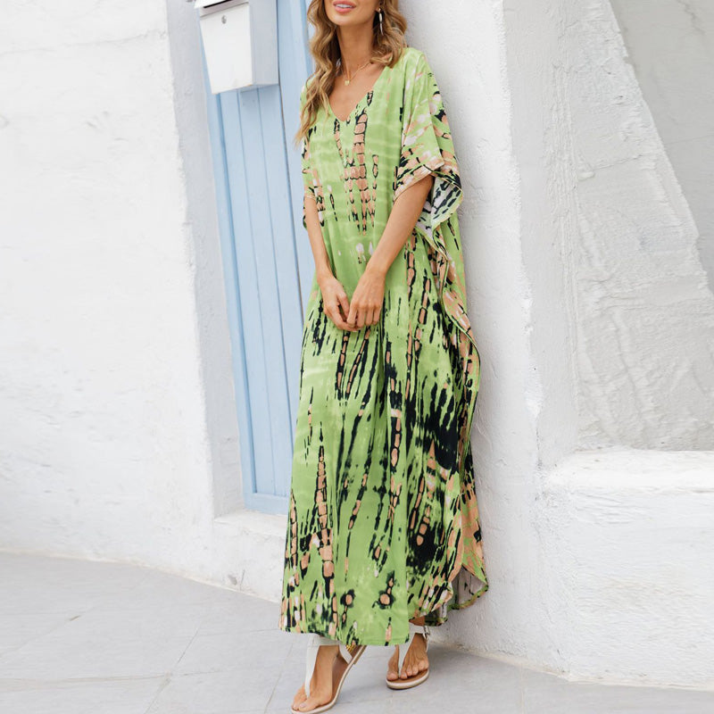 New European and American-Style Sanya Holiday Dress Beach Travel Photo Loose plus Size Robe Ethnic Dress Women - bertofonsi