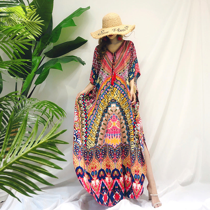 Beach Dress 2023 New Thailand Sanya Long Dress for Travel/Vacation Loose Slim Looking Yunnan Super Fairy Dress Women's Summer - bertofonsi