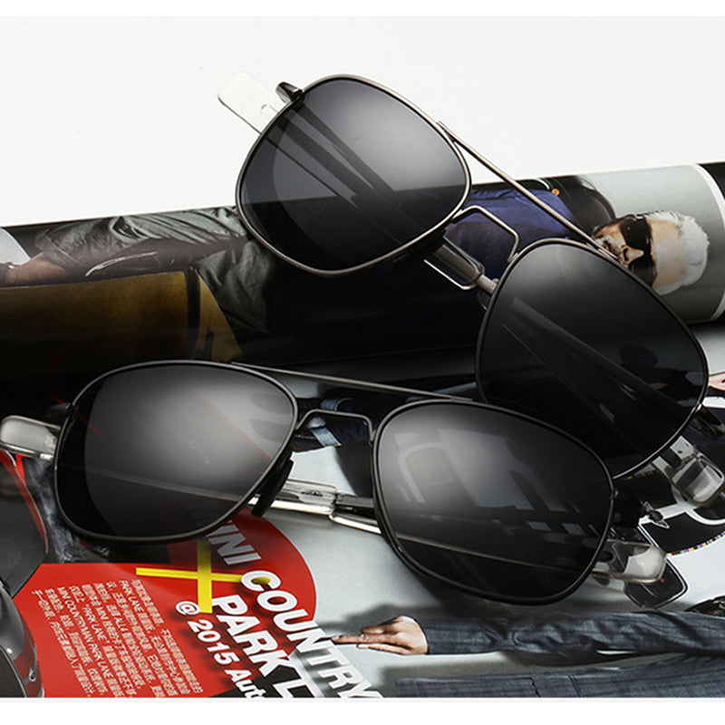 European and American Classic Pilot Sunglasses Driver Polarized Double Beam Sunglasses Men's Colorful Straight Leg Retro Frog Glasses - bertofonsi