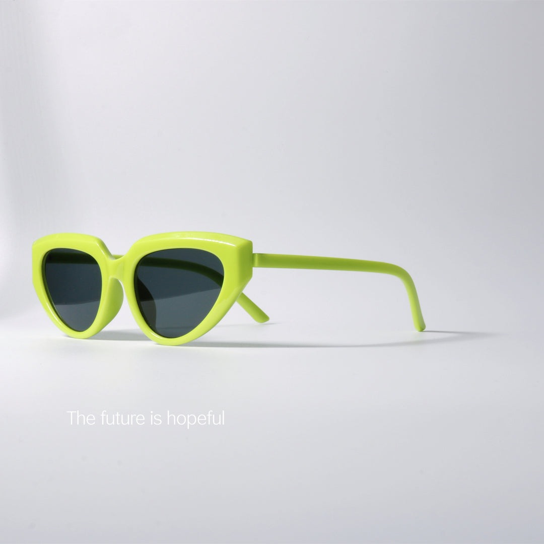 Cat's Eye Shape Avocado Color Sunglasses UV400 Anti-UV Fluorescent Vintage Green with Myopia Sunglasses - bertofonsi