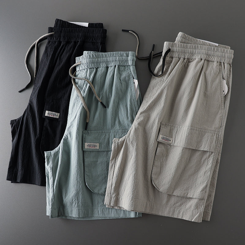 Export Tail Order Cut Mark Mountain Style Mechanical Style Seersucker Parka Shorts Men's Summer Thin Fifth Pants Men's Trousers - bertofonsi