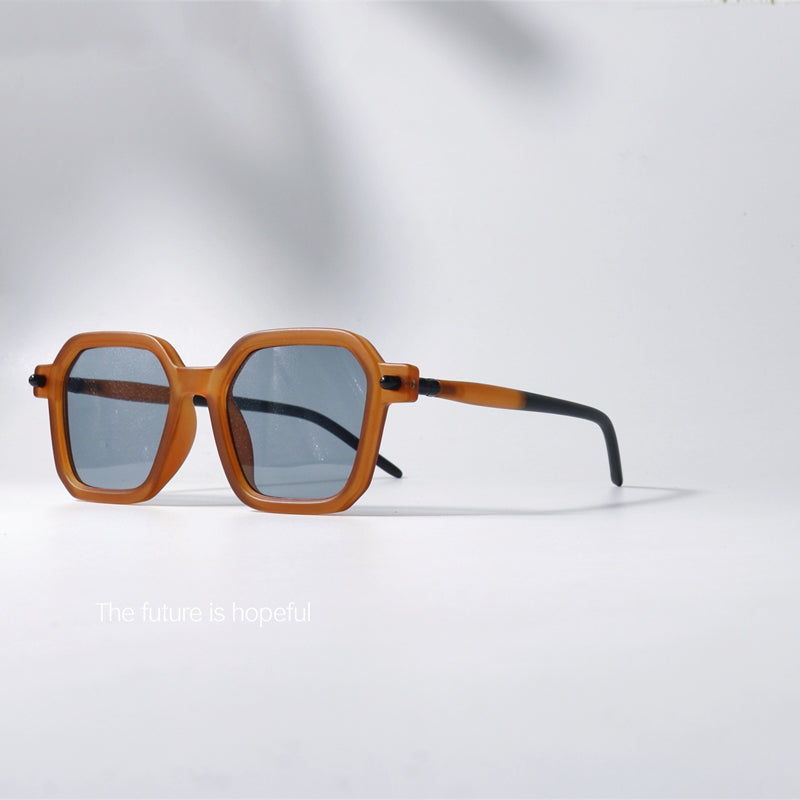Personalized Design Oil Painting Color Hexagonal Sunglasses UV400 Thick Frame British Style Glasses Myopia Gentleman Sunglasses - bertofonsi