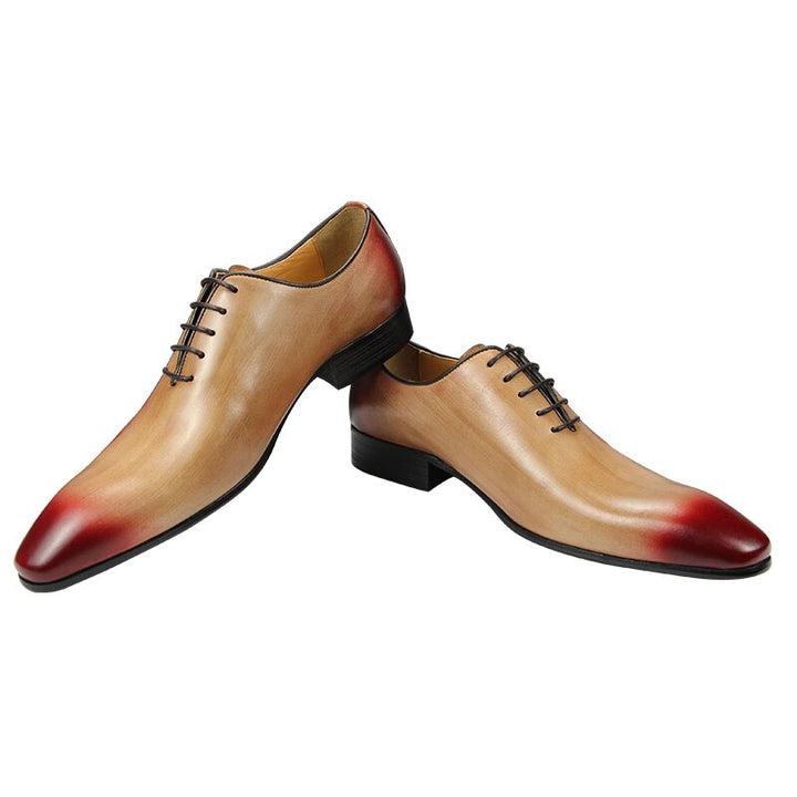 Formal Shoes for Men High Quality Genuine Leather Designer Social Lace Up Shoe Man Wedding Dress Sapato Oxford Mixed Color Adult - bertofonsi