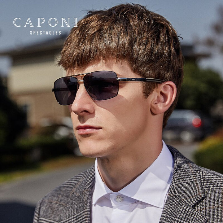 CAPONI Photochromic Men's Sunglasses Polarized Classic Brand Design Anti Ray Shades Driving Square Sun Glasses Men UV400 CP8724 - bertofonsi
