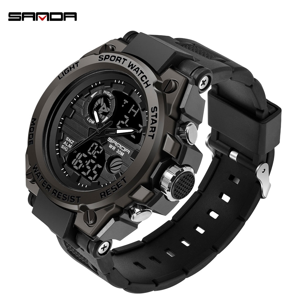 SANDA Brand New Military Watch Dual Display Men Sports Watches G Style LED Digital Military Waterproof Watches Relogio Masculino - bertofonsi