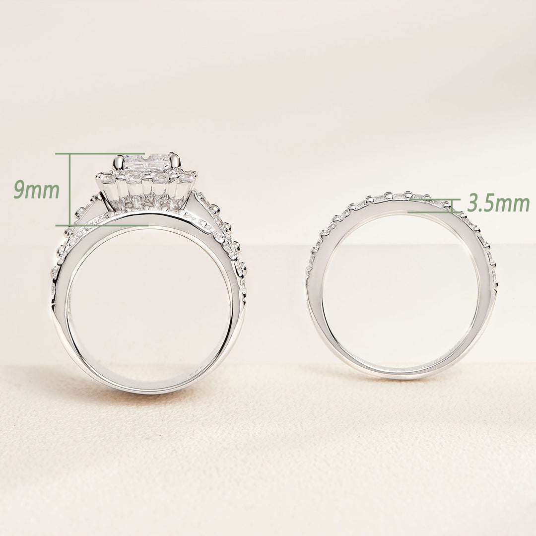 Newshe Halo Wedding Rings For Women 4 Carats Cross Cut AAAAA Zirconia Classic Jewelry 925 Sterling Silver Engagement Ring Set - bertofonsi