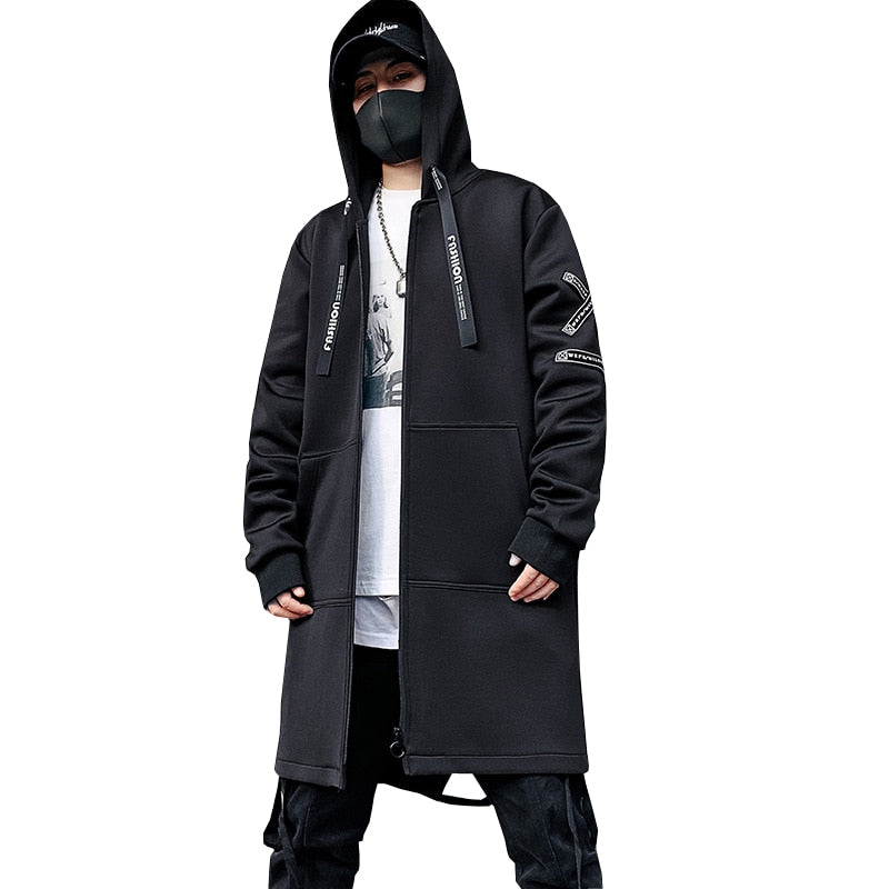 2022 Men Harajuku Hip Hop Coats Male Jacket Long Hoodie Cotton Fashion Swag Coats Jackets Streetwear Hombre Oversize Jacket - bertofonsi