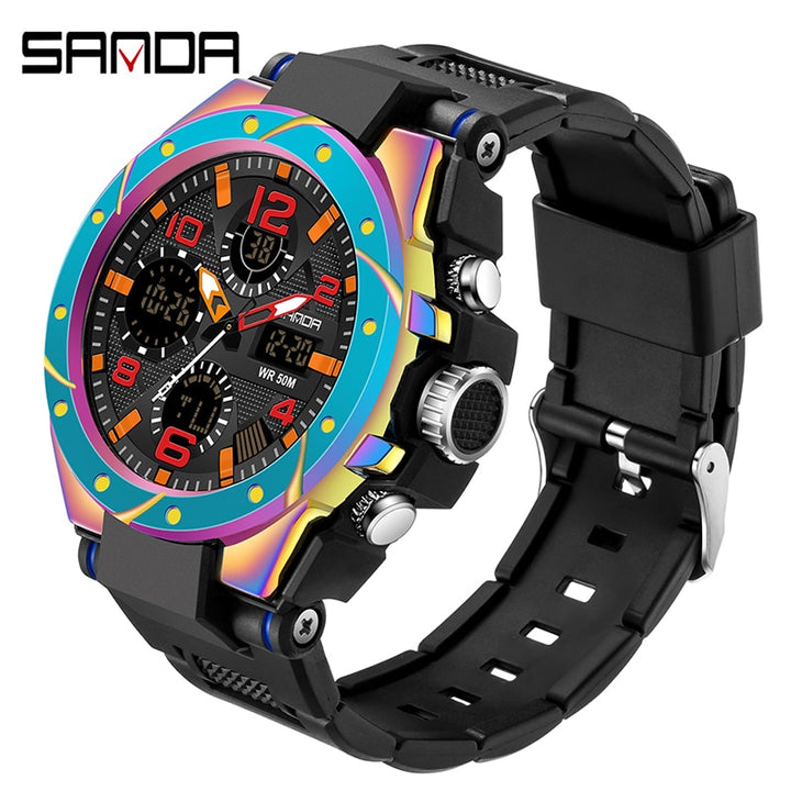 SANDA Brand New Military Watch Dual Display Men Sports Watches G Style LED Digital Military Waterproof Watches Relogio Masculino - bertofonsi