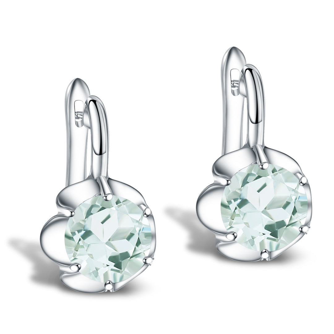GEM&#39;S BALLET Pure 925 Sterling Silver Fine Jewelry Oval 5.47Ct Natural Green Amethyst Birthstone Stud Earrings For Women - bertofonsi