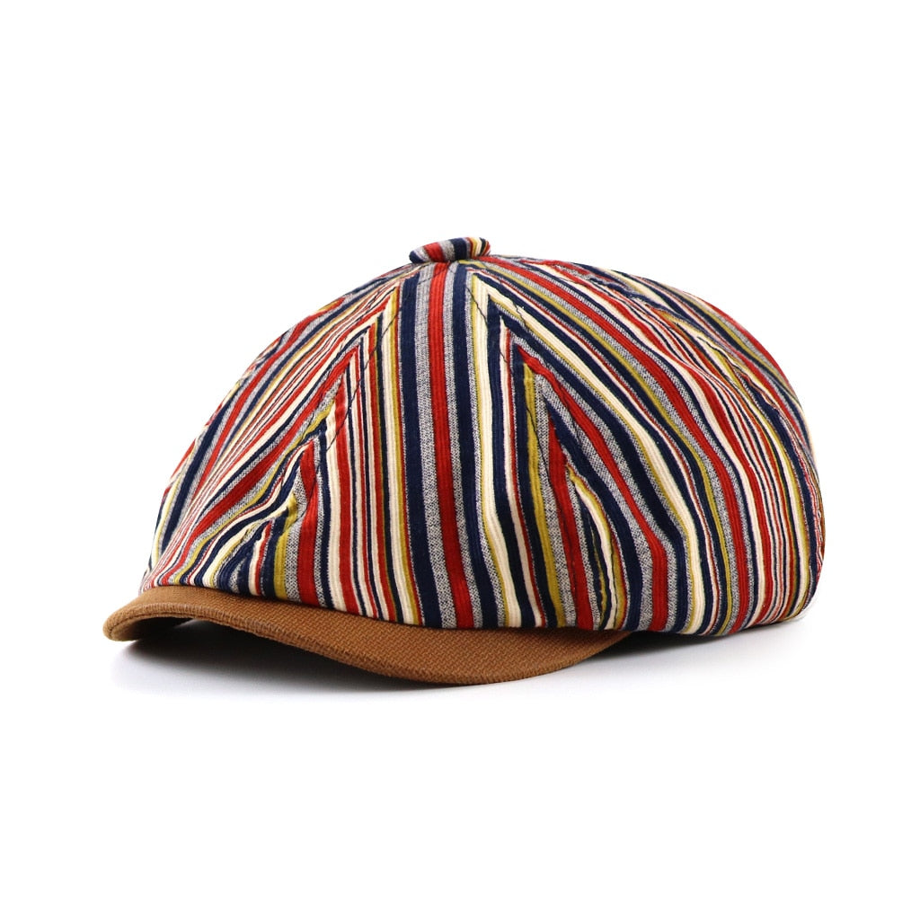 2022 New Striped Newsboy Cap For Men Soft Cotton Octagonal Hat Fashion Autumn Hats Women Bone Boinas Gatsby Caps Street Male Hat - bertofonsi