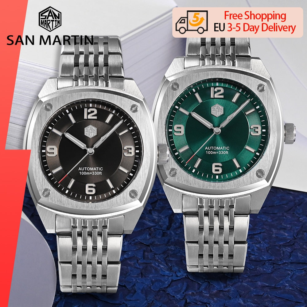 San Martin 39.5mm Original Design Square Sports Style High Quality Classic Luxury Men Mechanical Watches Sapphire 10Bar BGW-9 - bertofonsi