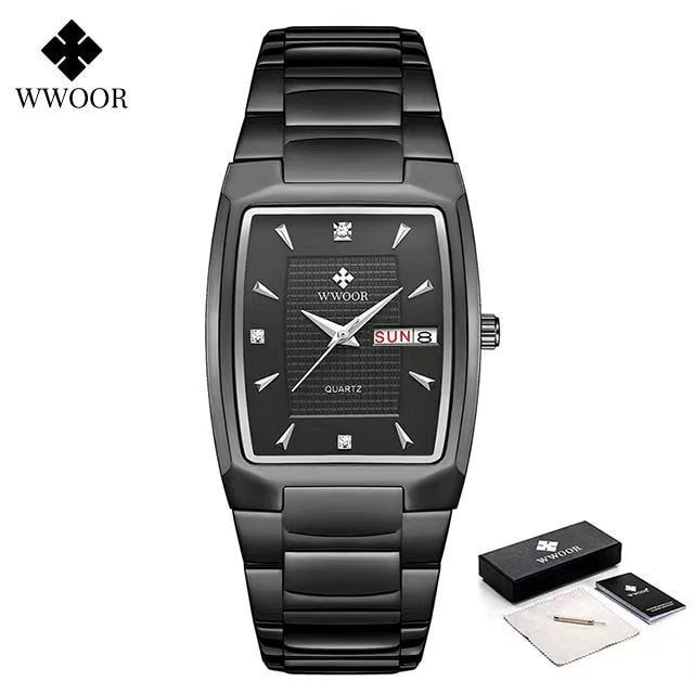 Men&#39;s Wristwatch 2022 WWOOR Brand Luxury Quartz Watch Waterproof Business Male Date Clock Casual Fashion Black Relogio Masculino - bertofonsi