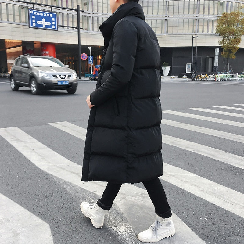 Fashion Mens Long Down Jacket Coat Luxury Brand Winter Solid Black Parkas Men Plus Size 5XL Thick Warm Slim Fit Male Overcoat - bertofonsi