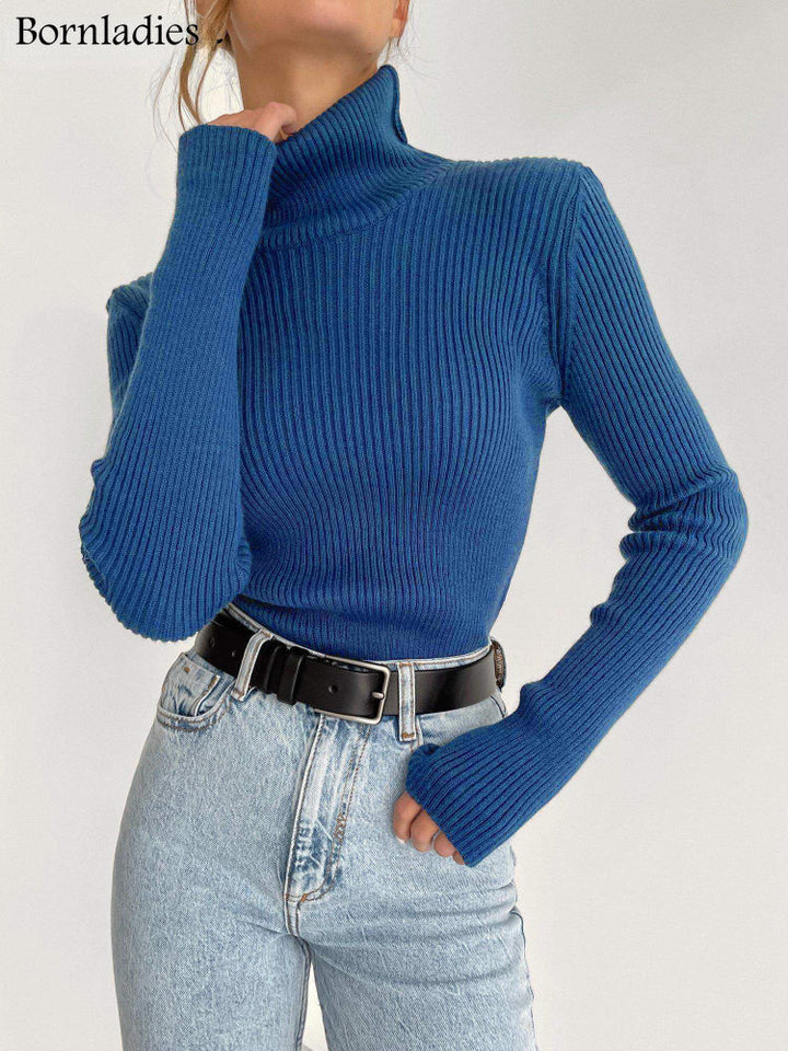 Bornladies 2022 Basic Turtleneck Women Sweaters Autumn Winter Tops Slim Women Pullover Knitted Sweater Jumper Soft Warm Pull - bertofonsi