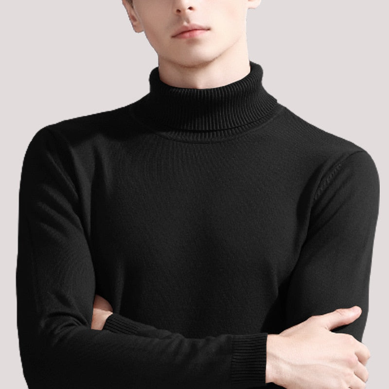 6-color Turtleneck Sweater Male Autumn and Winter New Style Fashion Casual Slim Fit Solid Color Warmth Pullover Male Brand - bertofonsi