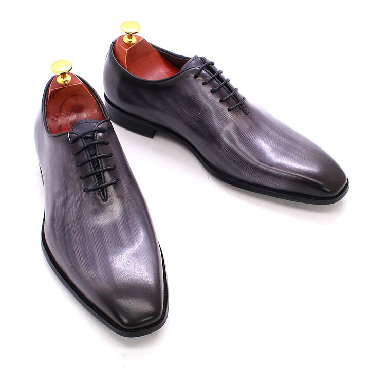 European Luxury Mens Oxford Dress Shoes Genuine Leather Whole Cut Handmade Mens Shoes Lace Up Business Office Formal Shoes Men - bertofonsi
