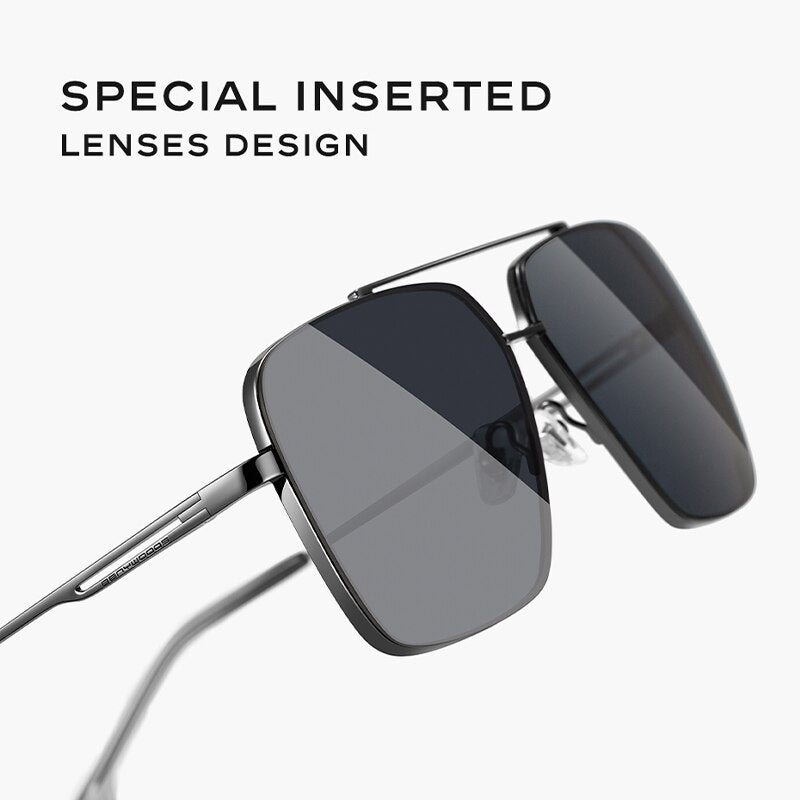 CAPONI Nylon Polarized Sunglasses For Men Square Driving Fashionable Alloy Shades Anti-Glare UV400 Protection Sun Glasses CP1325 - bertofonsi