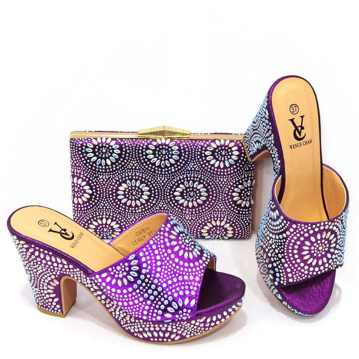 Latest Design African Wedding Italian Shoe and Bag Sets Decorated with Appliques Nigerian Women Wedding Shoes High Quality Pumps - bertofonsi