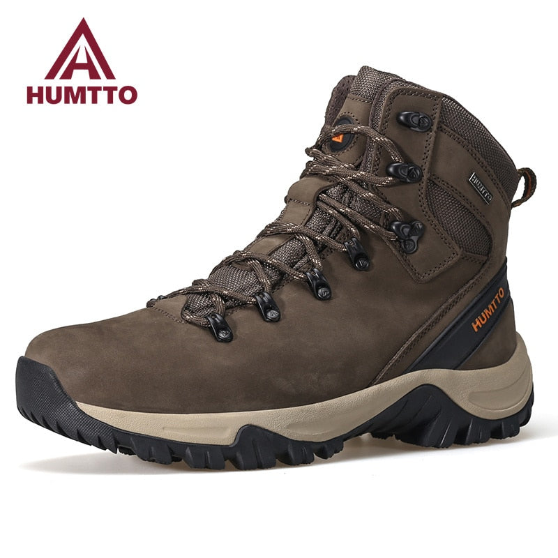 HUMTTO Waterproof Leather Shoes for Men Sports Climbing Hiking Boots Mens Luxury Designer Outdoor Trekking Hunting Sneakers Male - bertofonsi