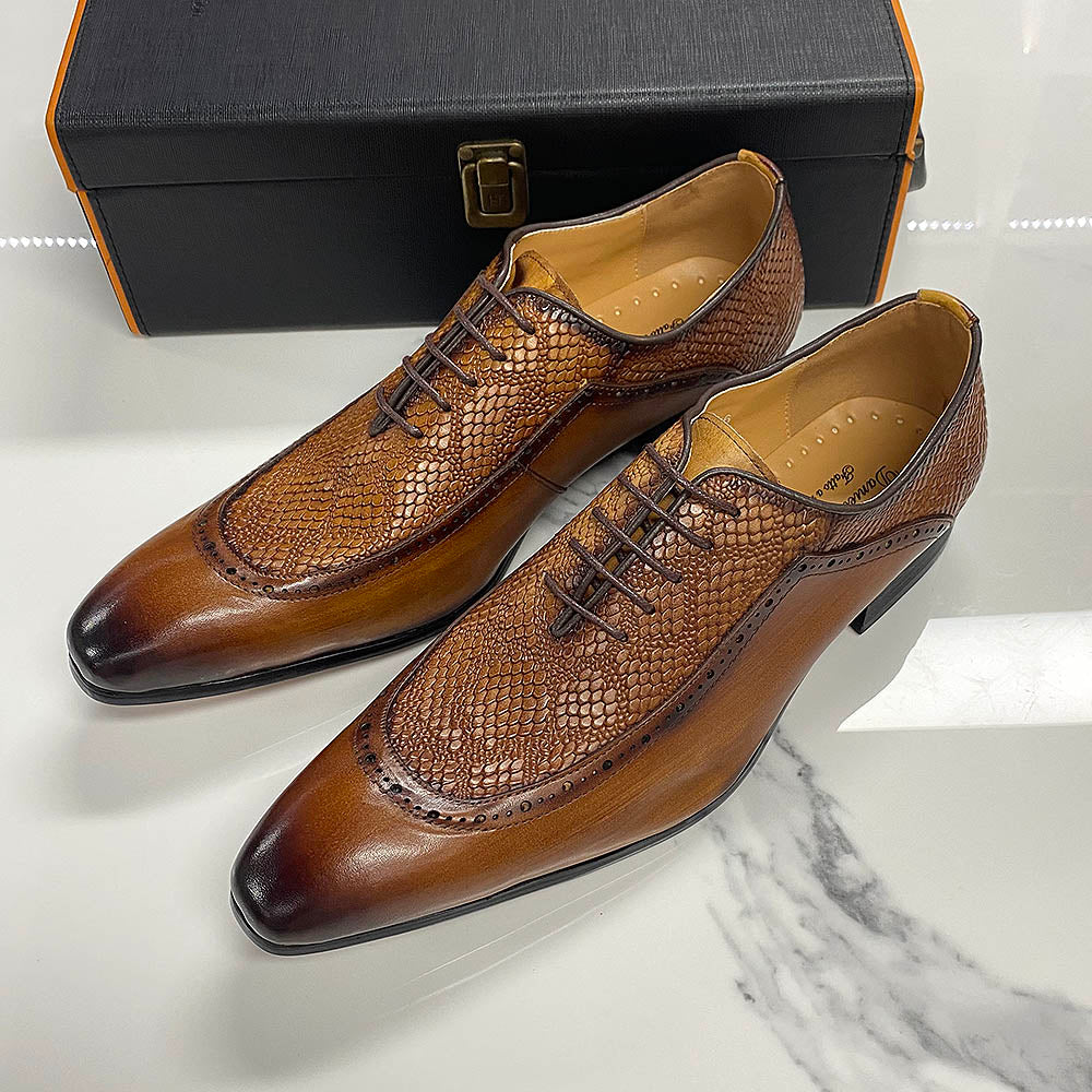 Size 6 To 13 Mens Dress Shoes Genuine Leather Formal Shoes Pointed Toe Lace Up Business Oxford Shoes Black Brown Luxury Footwear - bertofonsi