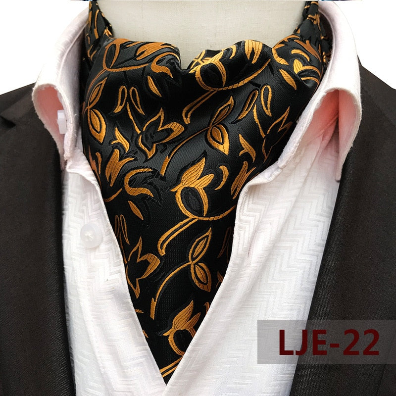 Ascot Tie Mens Paisley Jacquard Cravat Neck Scarf British Style Suit Shirt Accessori For Men Necktie Trendy Business Ascot Scarf - bertofonsi