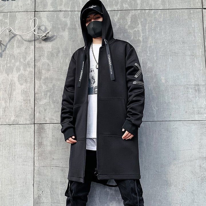 2022 Men Harajuku Hip Hop Coats Male Jacket Long Hoodie Cotton Fashion Swag Coats Jackets Streetwear Hombre Oversize Jacket - bertofonsi