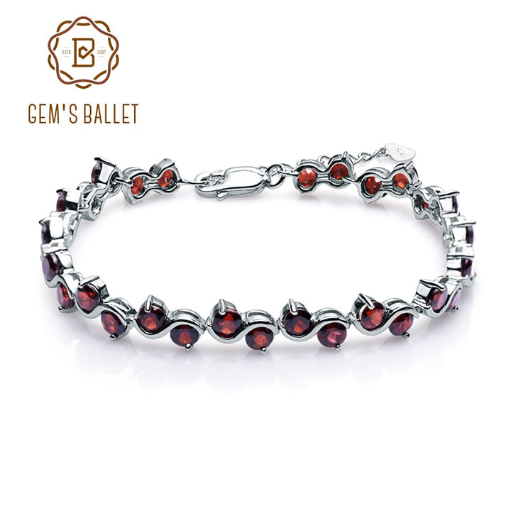 GEM&#39;S BALLET Genuine 925 Sterling Silver Bracelets &amp; Bangles For Women 11.79Ct Natural Red Garnet Gemstone Bracelet Fine Jewelry - bertofonsi