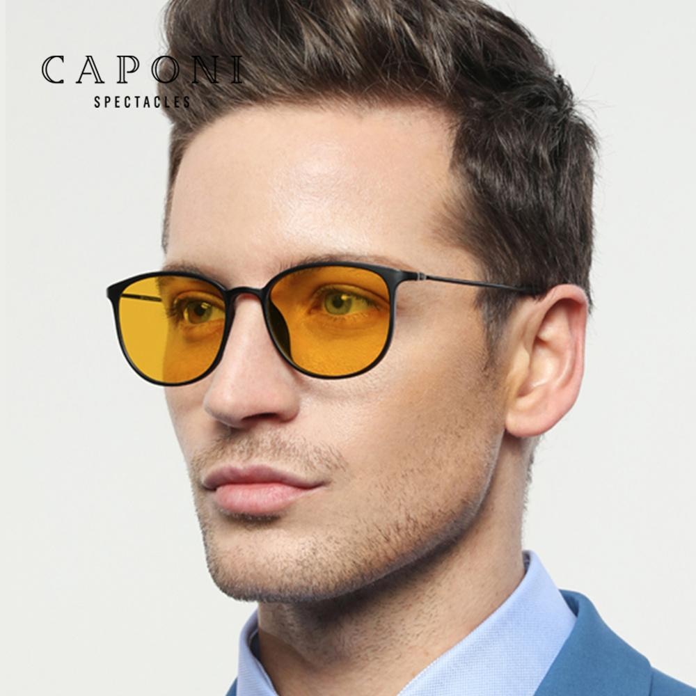 CAPONI Men Sunglasses Photochromic β Titanium Leg TR Frame Vintage Eye Glasses Night Vision Polarized Male Sun Glasses BSYS520 - bertofonsi
