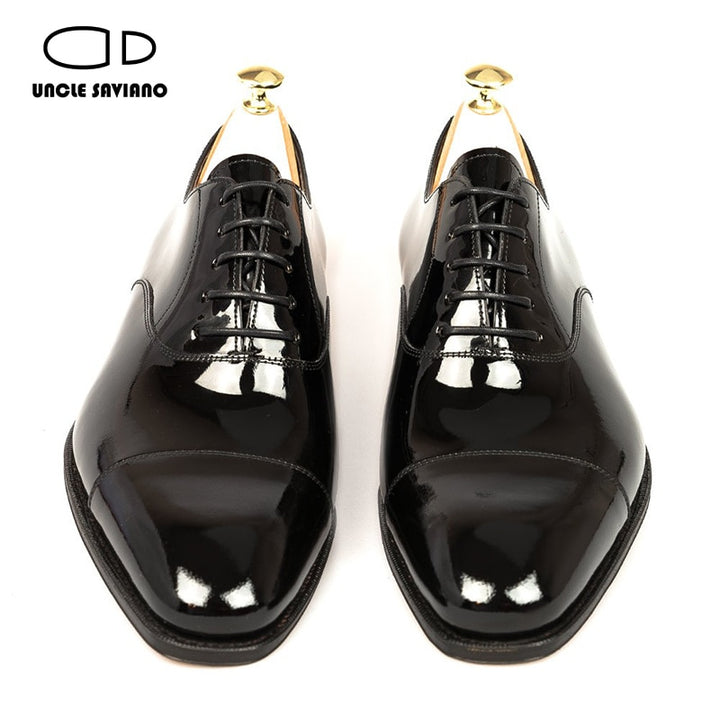 Uncle Saviano Oxford Shoes for Men Dress Luxury Formal Black Designer Patent Leather Office Business Men Shoes High Quality - bertofonsi