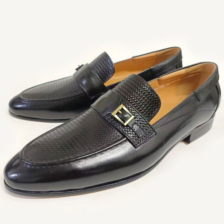 Formal Dress Shoes for Male British Buckle Retro Formal Loafers Classic Wedding Party Slip on Casual Daily EVA Driving Men Shoe - bertofonsi